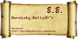 Beretzky Belizár névjegykártya
